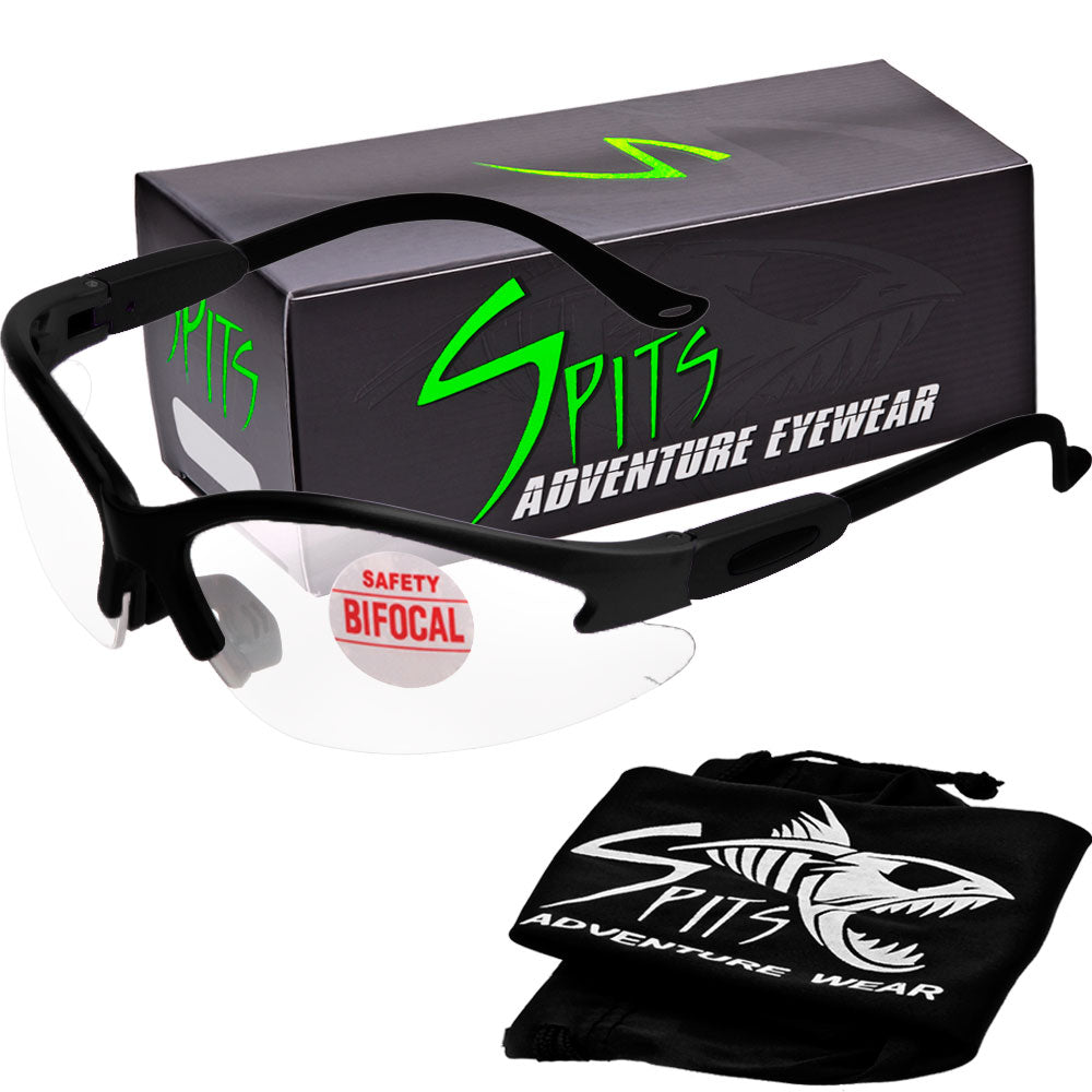 Cougar Bifocal Safety Glasses - Solid Frame Colors with Magnifier - ANSI Z87.1 Certified - UV Protection - Safety Eyewear