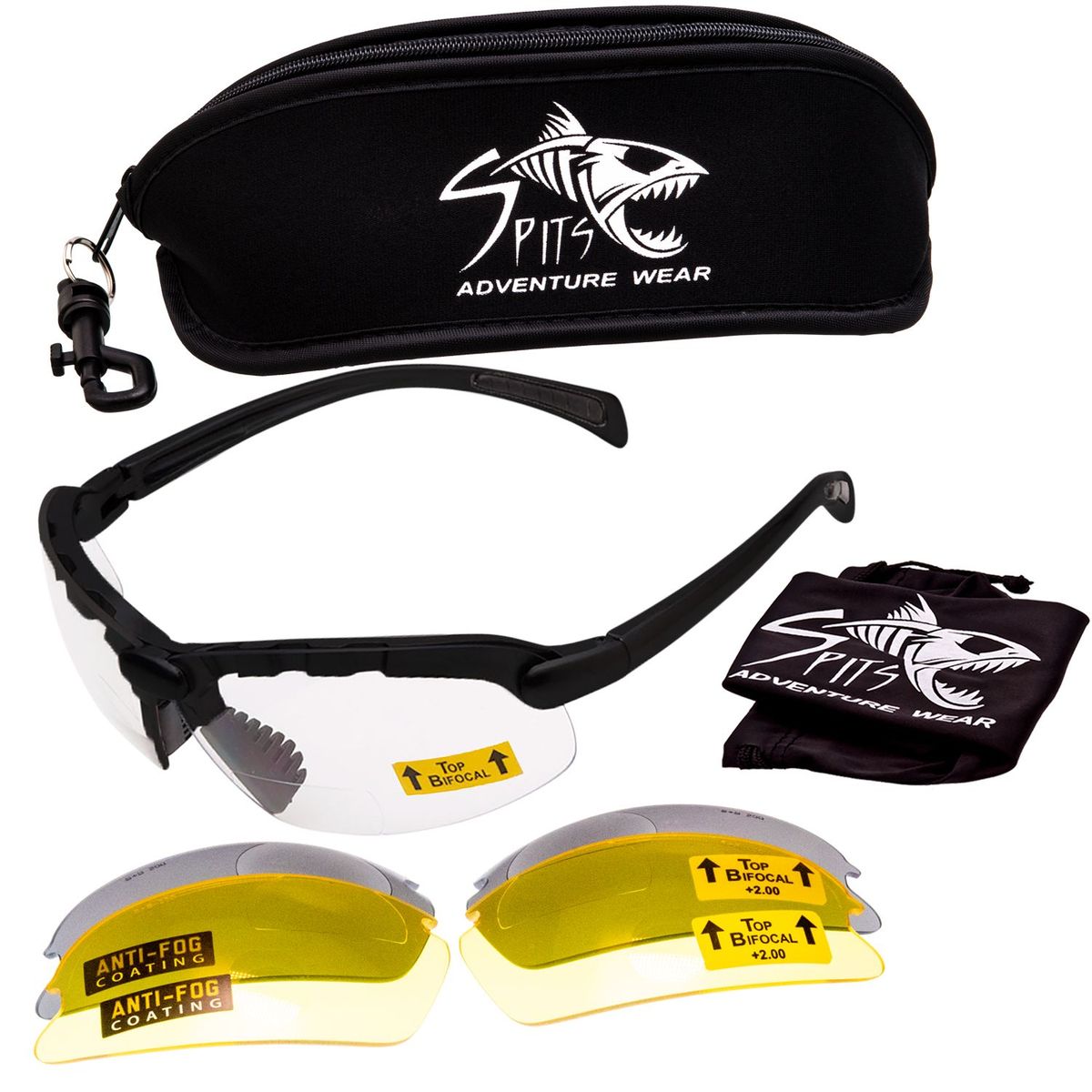 C2 Top Bifocal Safety Glasses Kit - 3 Interchangeable Lenses, 7 Frame Color Choices - ANSI Z87.1+ Shooting & Hunting Eyewear