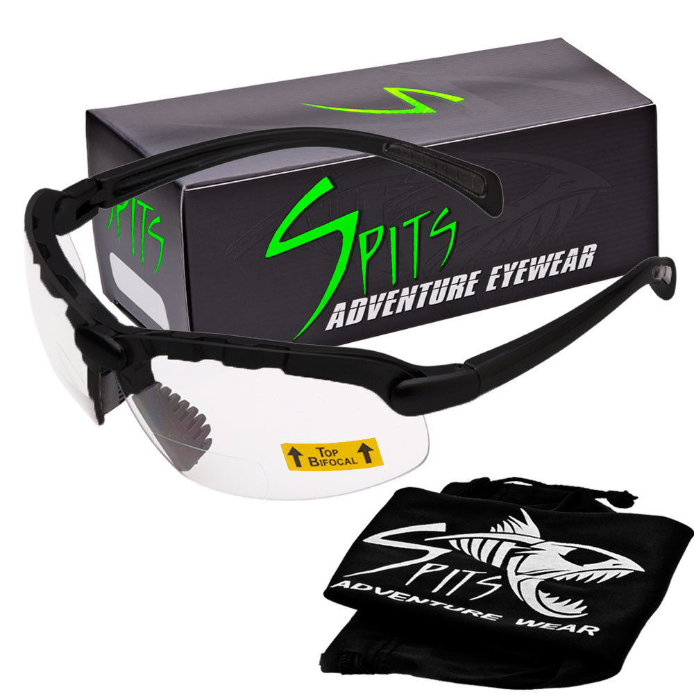 C2 Top or Bottom Bifocal Safety Glasses Black Frame - ANSI Z87.1+ Shooting Eyewear