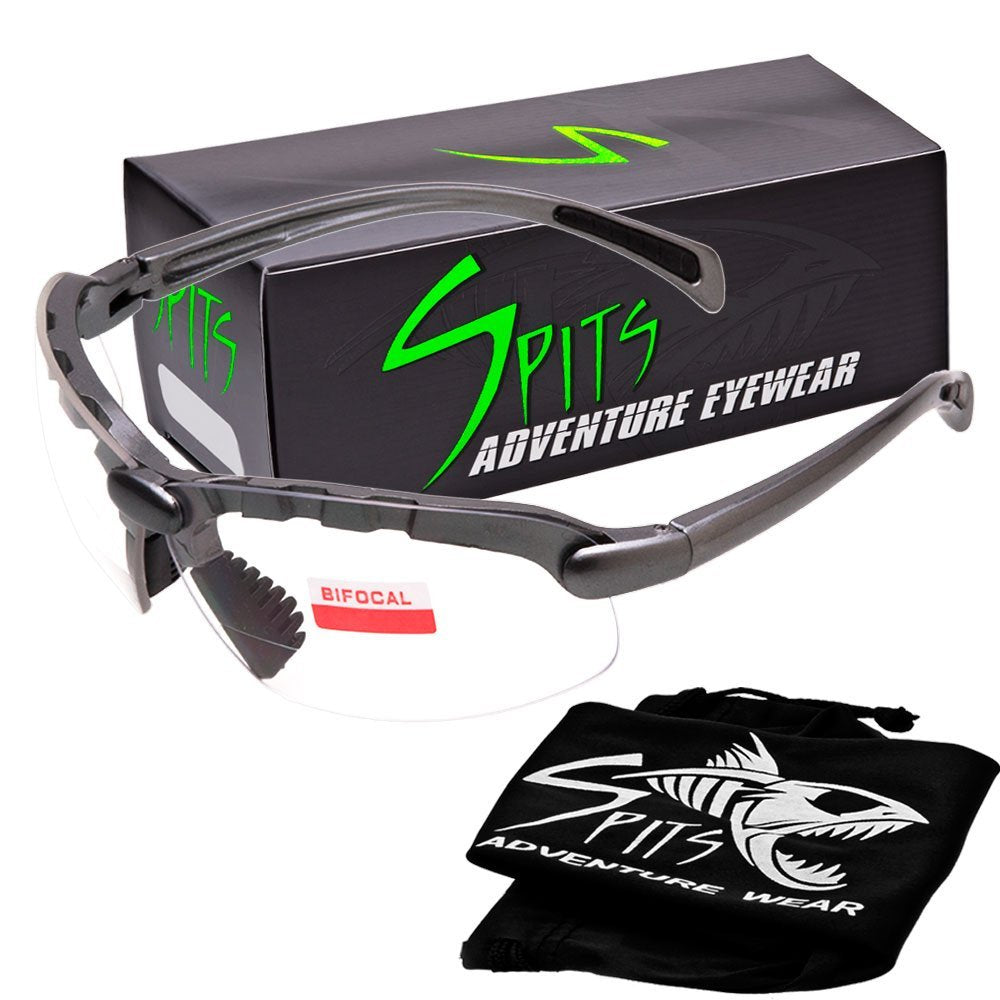 C2 Top or Bottom Bifocal Safety Glasses Gray Frame - ANSI Z87.1+ Shooting Eyewear