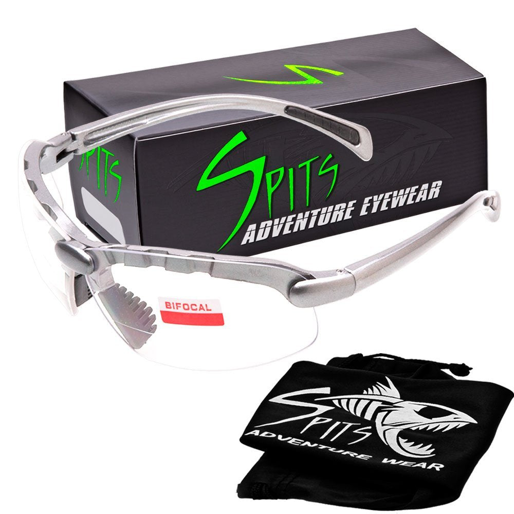 C2 Top or Bottom Bifocal Safety Glasses Silver Frame - ANSI Z87.1+ Shooting Eyewear
