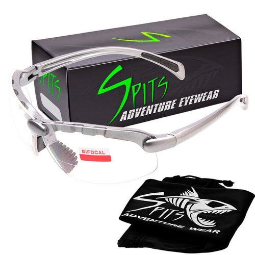 C2 silver frame bifocal safety glasses by Spits Eyewear