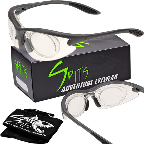 MAGshot gray frame magnifying hunting and shooting safety glasses by Spits Eyewear