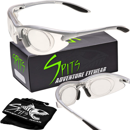 MAGshot silver frame magnifying hunting and shooting safety glasses by Spits Eyewear