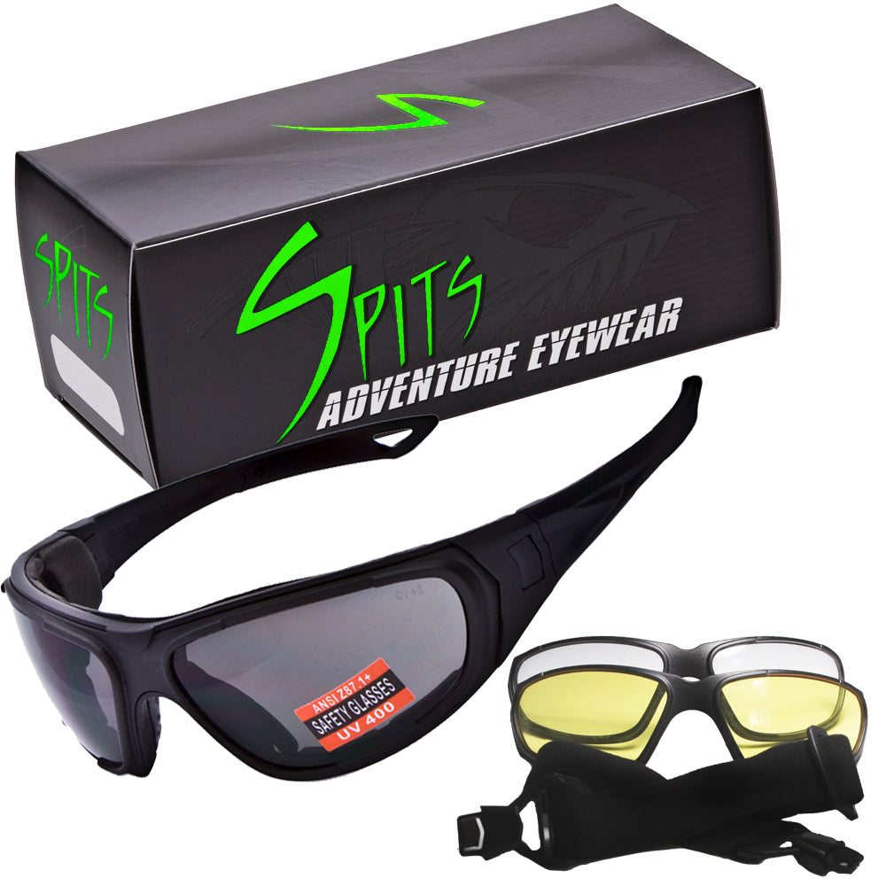 Typhoon Sunglasses Interchangeable Lenses Convert To Goggles Spits Eyewear