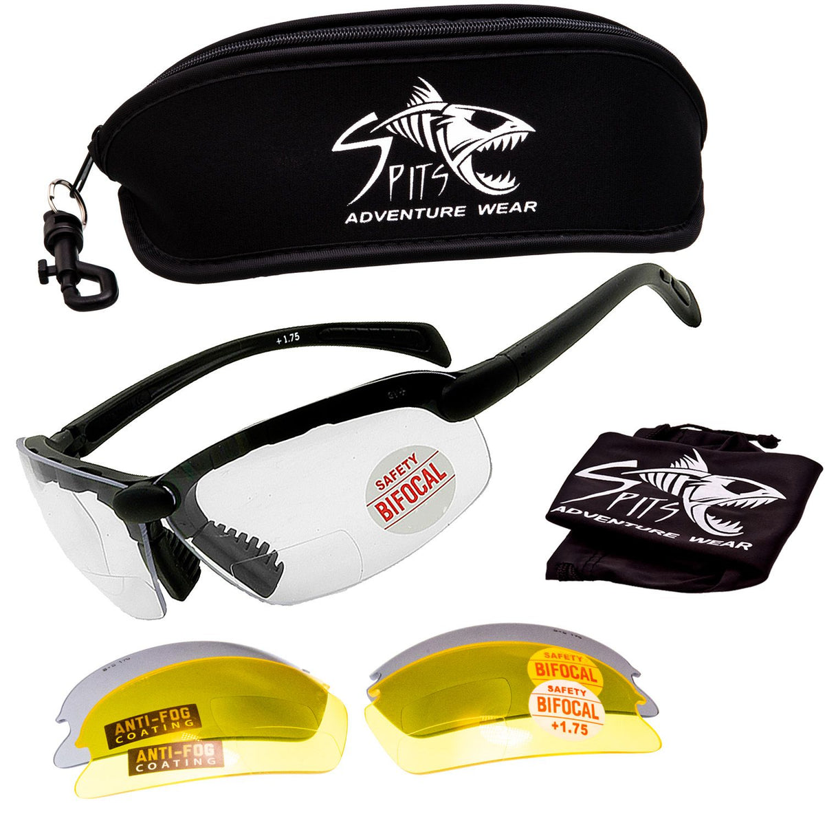 Spits C2 Bottom Focal 3 Lens Kit - Magnifier Shooting Safety Glasses 7 Frame Colors