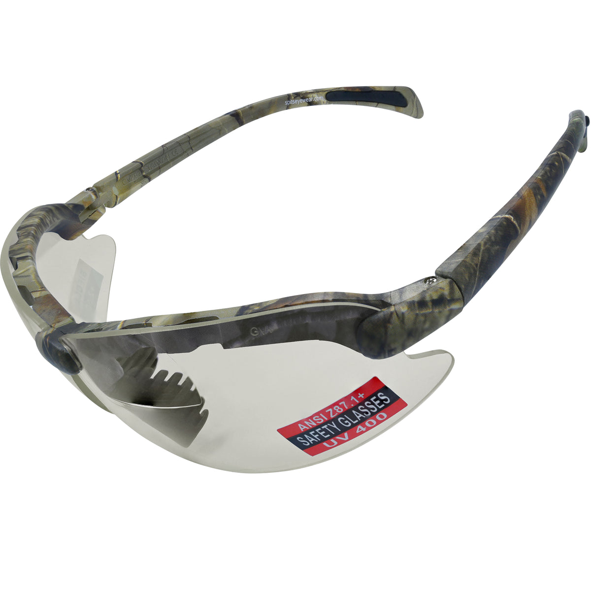 Spits Eyewear Hunting Top Focal OR Bottom Bifocal Shooting Safety Glasses with Forest Camo Frame and Various Lens Options