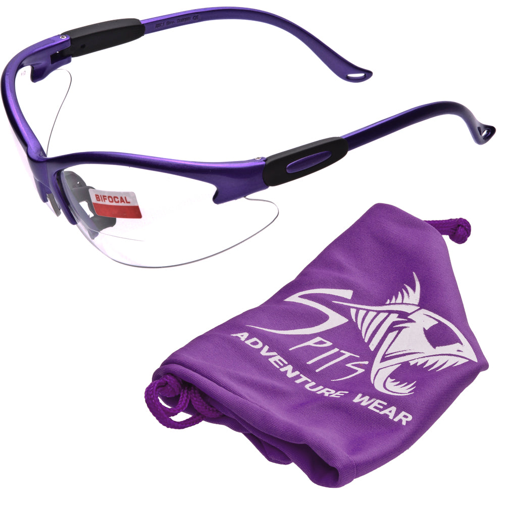 Cougar Bifocal Safety Glasses - Solid Frame Colors with Magnifier - ANSI Z87.1 Certified - UV Protection - Safety Eyewear