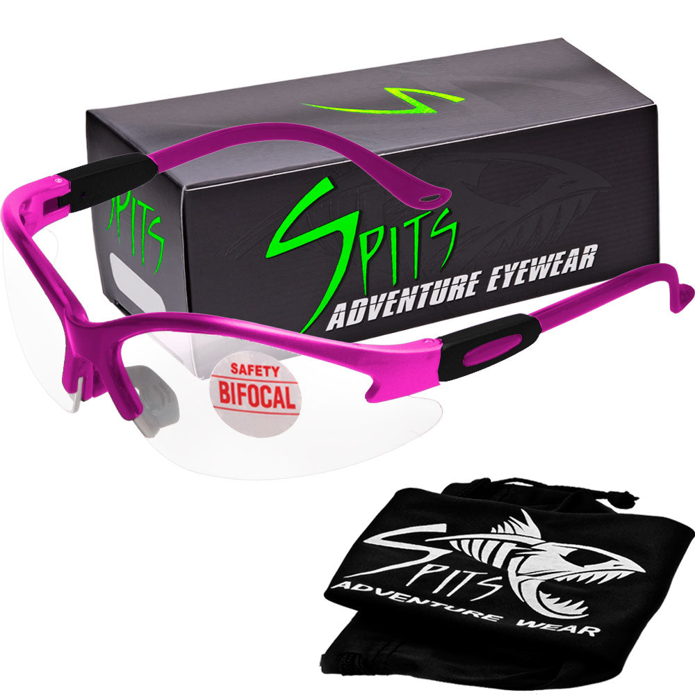 Cougar Bifocal Safety Glasses - Solid Frame Colors with Magnifier - ANSI Z87.1 Certified - UV Protection - Safety Eyewear