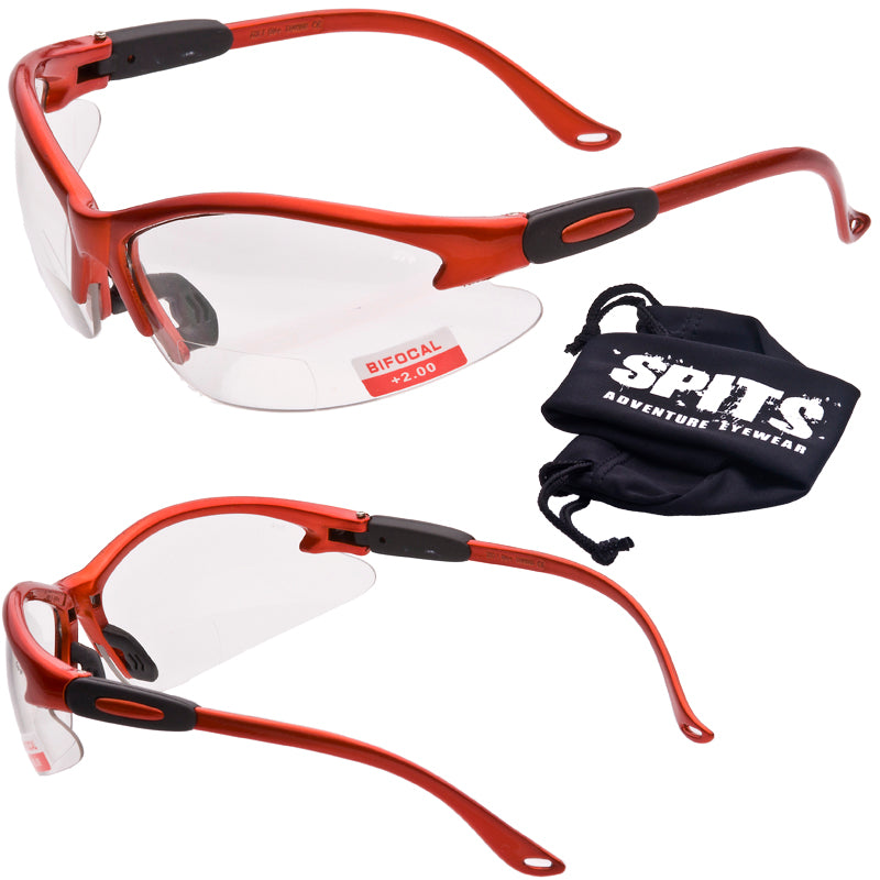 Cougar Bifocal Safety Glasses - Solid Frame Colors with Magnifier - ANSI Z87.1 Certified - UV Protection - Safety Eyewear