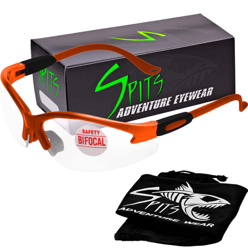 Cougar Bifocal Safety Glasses - Solid Frame Colors with Magnifier - ANSI Z87.1 Certified - UV Protection - Safety Eyewear