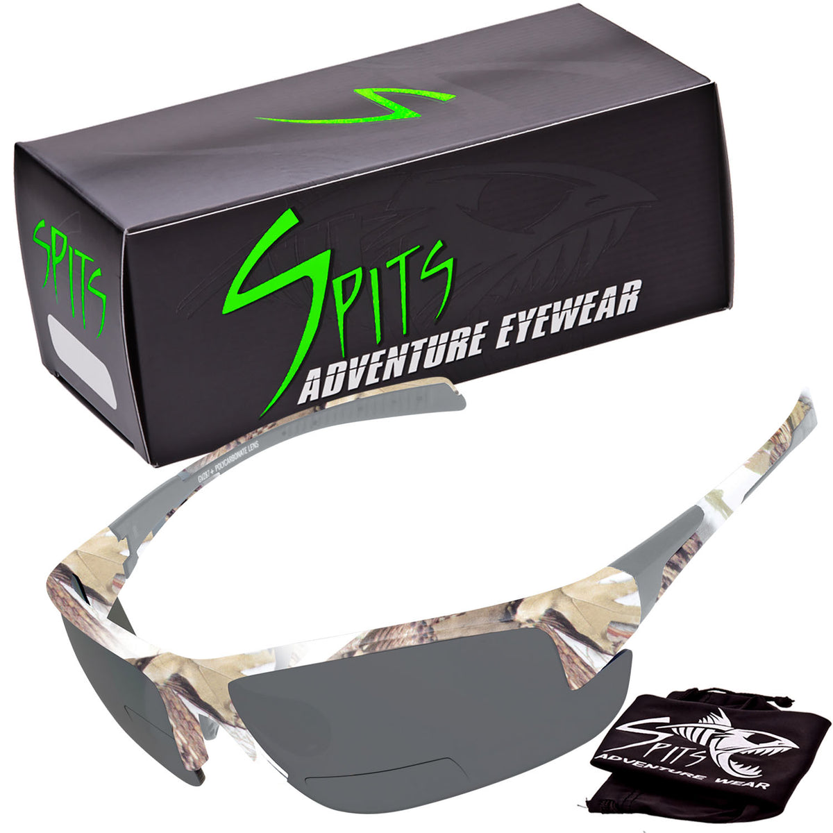 kona goggles Kona TT Photochromic BIFOCAL Running/Cycling Sunglasses Select Frame Color White Camo / 2.50