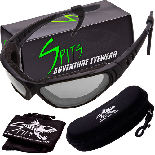 Ultra foam padded motorcycle eyewear in matte black by Spits Eyewear