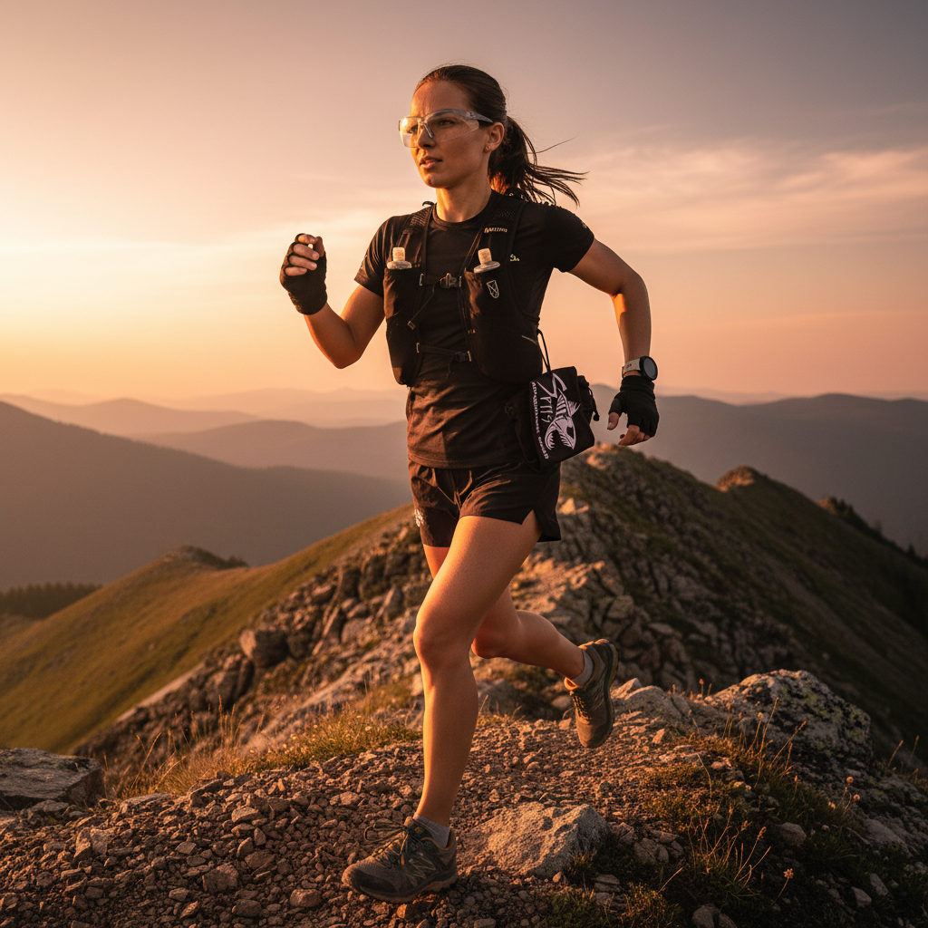 Mountain Trail Runner Wearing Thresher Glasses