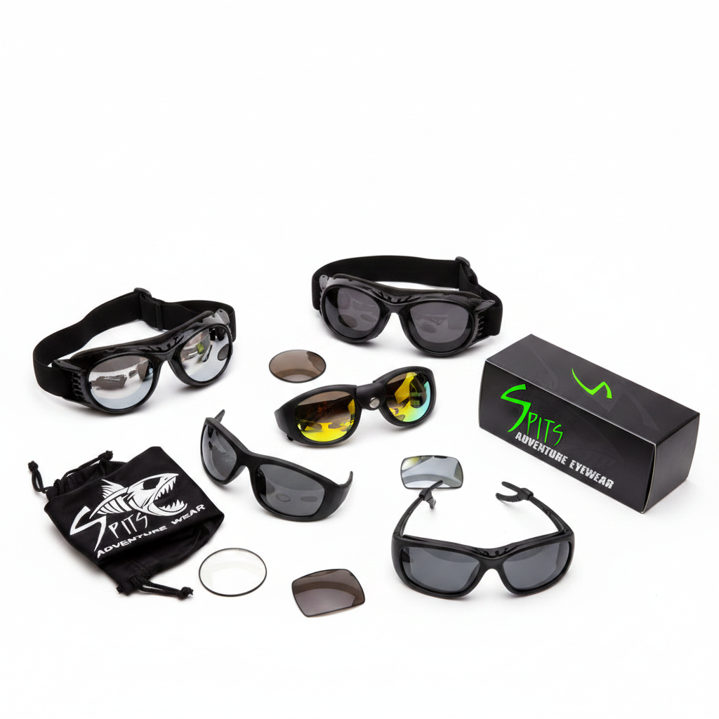 Spits Eyewear Flat Lay with Loose Lenses