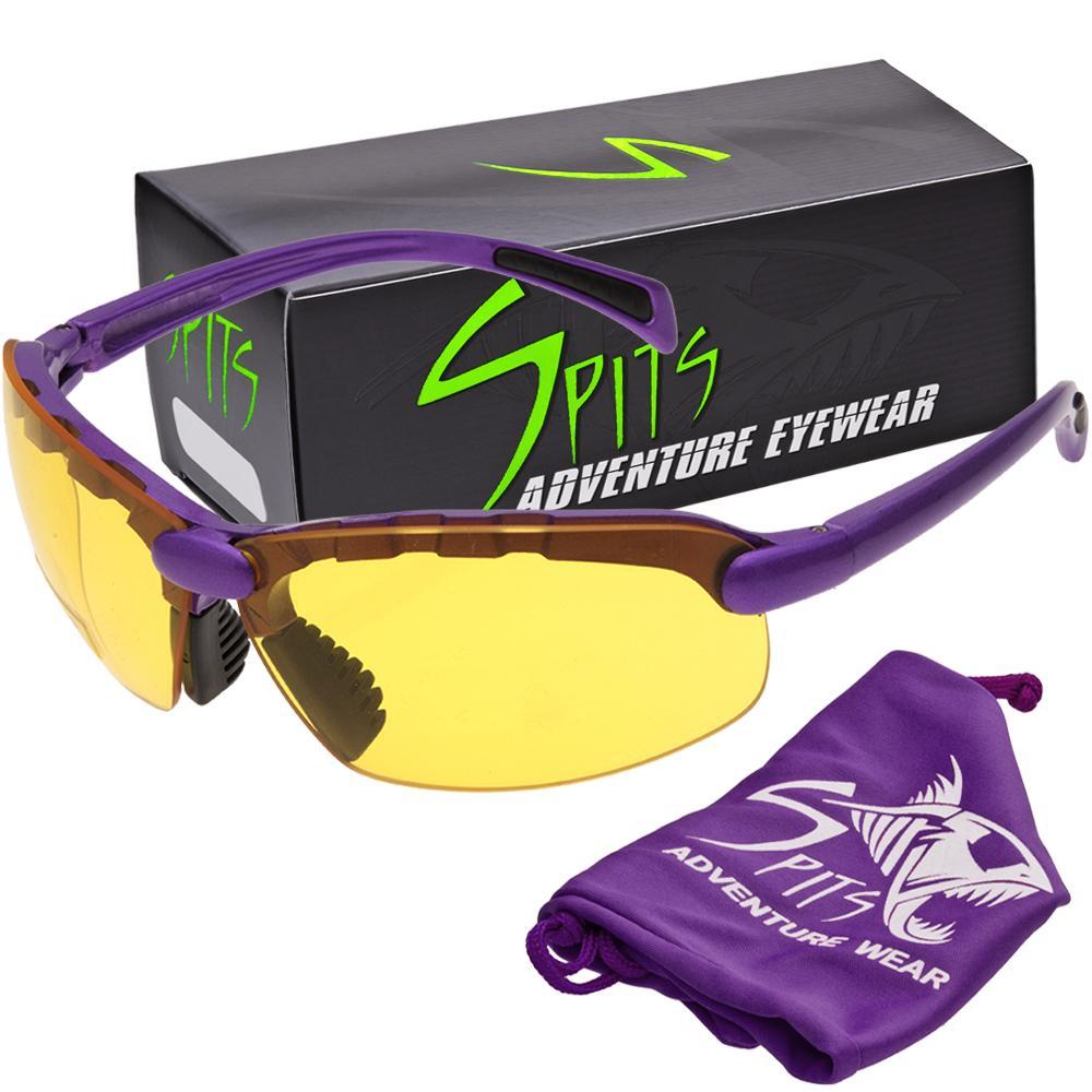 Spits Eyewear Bifocal Safety Glasses (Purple Frame, Yellow Lens, TOP Magnifier 2.00), Size: One size