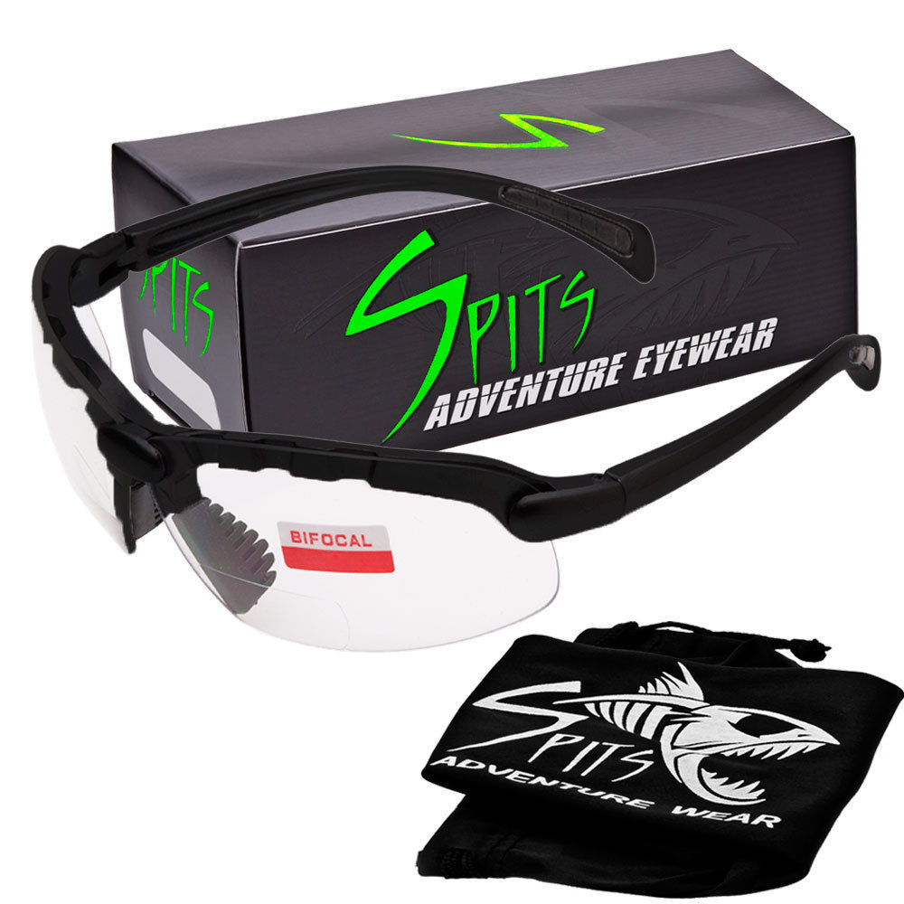 C2 Top or Bottom Bifocal Safety Glasses Black Frame - ANSI Z87.1+ Shooting Eyewear