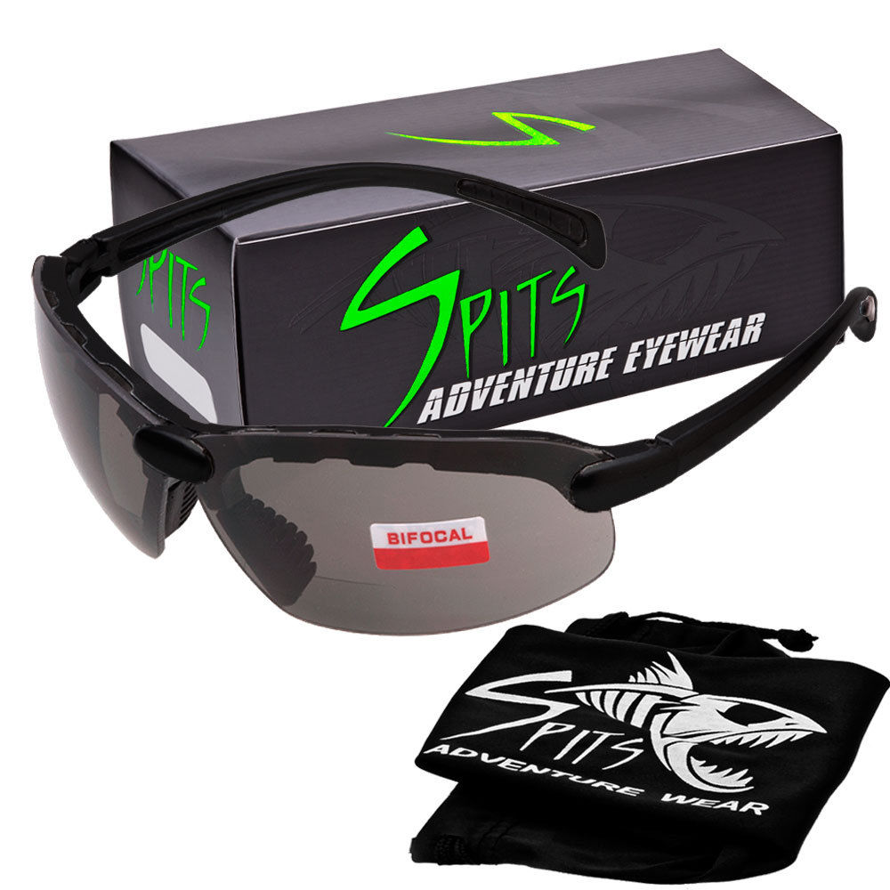 Spits Eyewear Hunting Top Focal OR Bottom Bifocal Shooting Safety Glasses with Black Frame and Various Lens Options