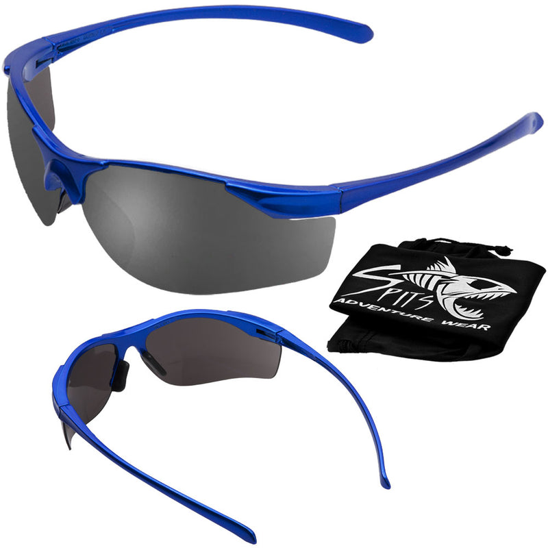 Impact Safety Glasses Blue Frame Flash Mirror Lenses