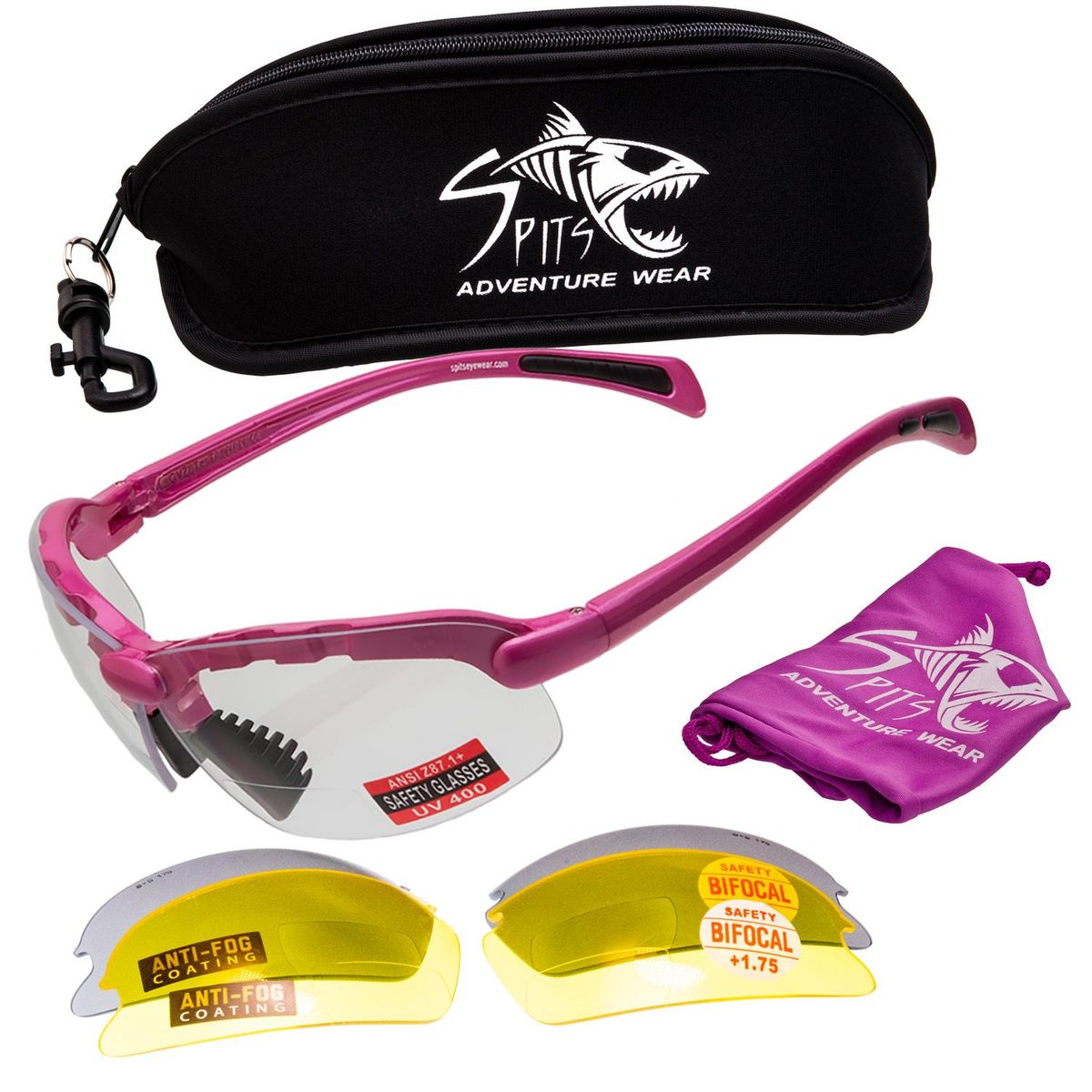 C2 Bottom Bifocal Safety Glasses Kit - 3 Lenses, 7 Colors - ANSI